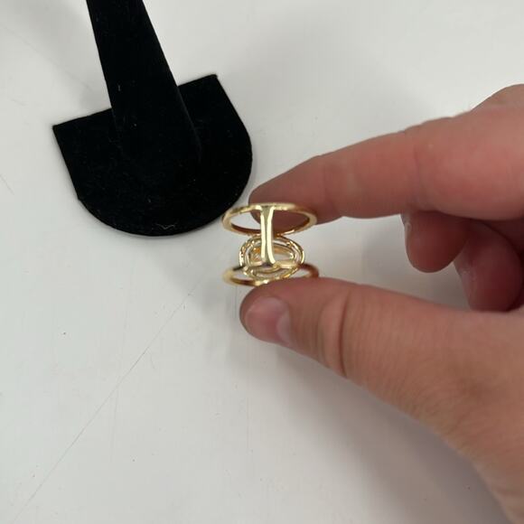 Moonstone gold-plated sterling silver ring Size 7 3/4 - Picture 3 of 6